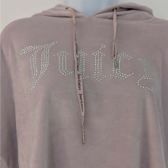 Juicy Couture Pink Rhinestone Logo Cropped Hoodie Size M Y2K - Picture 6 of 6